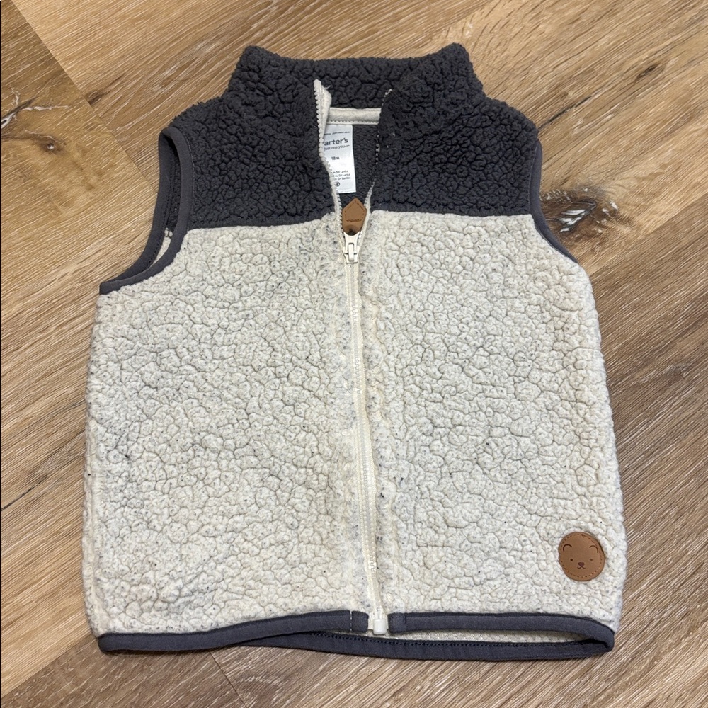Carter's Gray and Cream Sherpa Vest